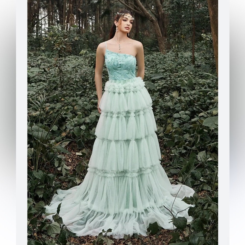 Formal Sequin One Shoulder Tulle Dress
